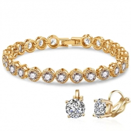 RAKOL SP3131 Women fine Crystal Bead Bracelet Diamond Earrings Jewelry Set cubic zircon tennis bracelet earrings jewelry set