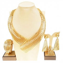 Yulaili New Design 24k Fashion party jewelry sets italian gold big simple wedding jewelry for bridal wholesale